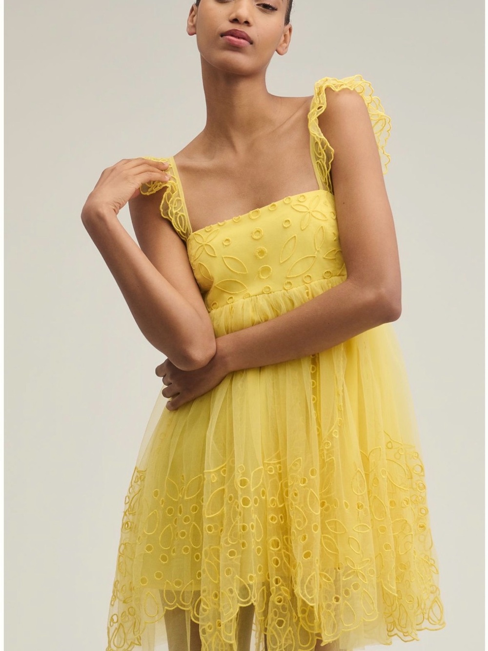 NWT Anthropologie x Let Me Be  Eyelet Tulle Mini Dress Size XS